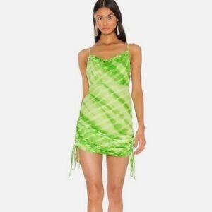H:ours Fidelity neon green tie dye cowl dress Size S